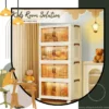 Foldable 4-Tier Plastic Cupboard with Wheels for Home Office Kids – compact cupboard for small spaces