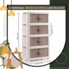 Foldable 4-Tier Plastic Cupboard with Wheels for Home Office Kids – multipurpose storage for clothes and toys
