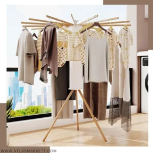 Foldable Cloth Dryer Stand Rack with 16 Beech Wood Rails durable wooden laundry rack