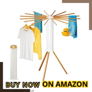 Foldable Cloth Dryer Stand Rack with 16 Beech Wood Rails for indoor laundry drying