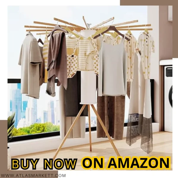 Foldable Cloth Dryer Stand Rack with 16 Beech Wood Rails modern balcony drying rack