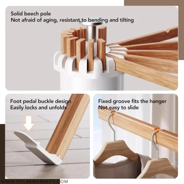 Foldable Cloth Dryer Stand Rack with 16 Beech Wood Rails portable foldable clothes stand