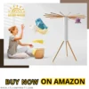 Foldable Cloth Dryer Stand Rack with 16 Beech Wood Rails space-saving drying solution
