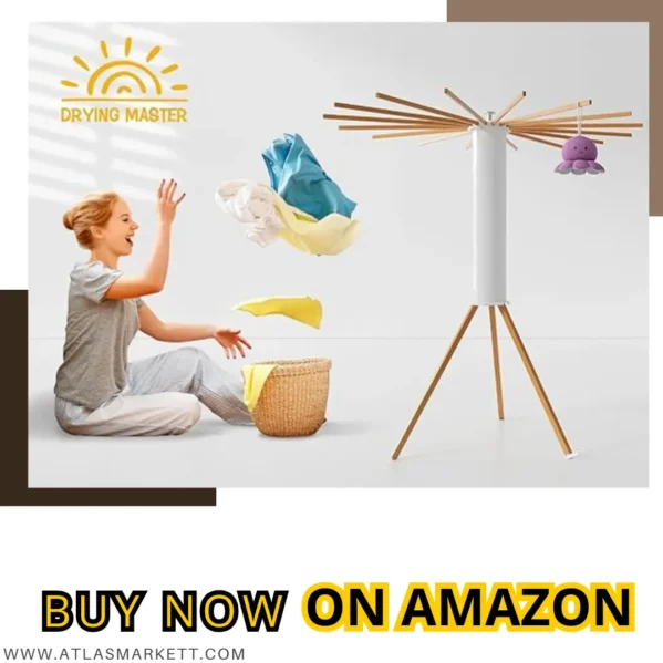 Foldable Cloth Dryer Stand Rack with 16 Beech Wood Rails space-saving drying solution