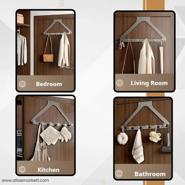 Heavy Duty Over The Door Hook Rack – Clothes & Towel Hanger keeping room clutter-free
