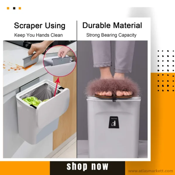 Kitchen Compost Bin 2.4 Gallon Odorless Hanging Mountable Indoor easy to clean