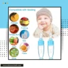 Mess-Free Baby Feeding 2 Silicone Spoons with Stand suction base prevents spills
