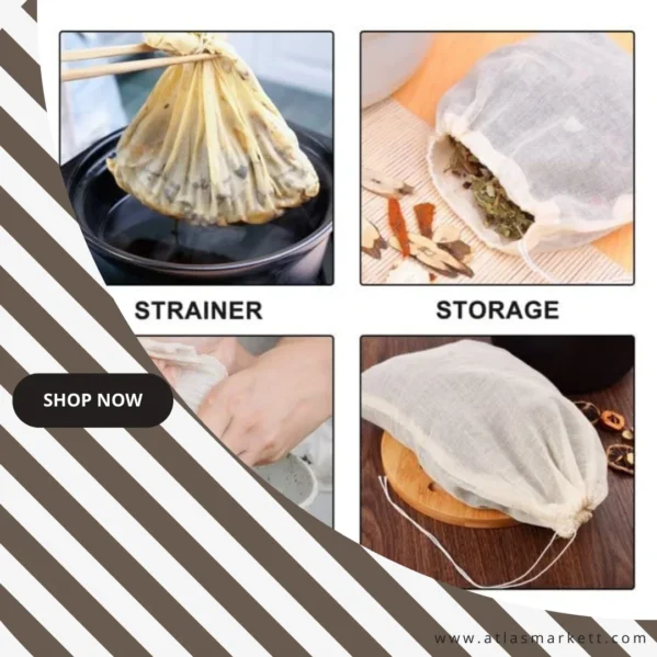 Reusable Nut Milk & Cheese Cloth Bag Unbleached 3-Pack durable organic cotton cheesecloth for multipurpose kitchen use