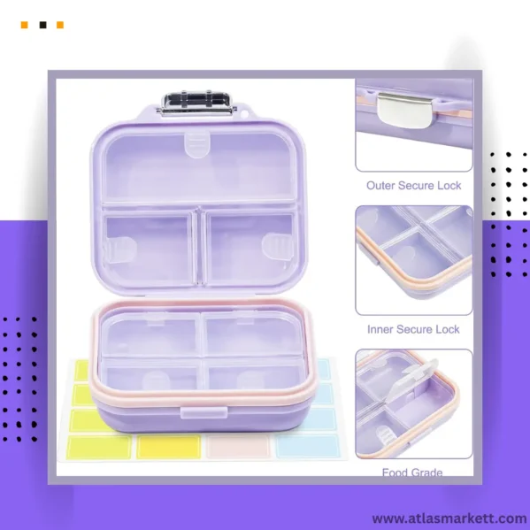 Travel Pill Organizer with Labels 7-Day Compact & Portable Case moisture-proof