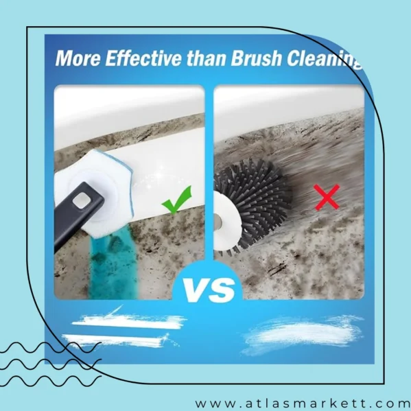 Wall-Mounted Disposable Toilet Brush with 16 Refills close-up of adhesive wall mount