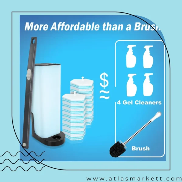 Wall-Mounted Disposable Toilet Brush with 16 Refills handle extended for easy reach