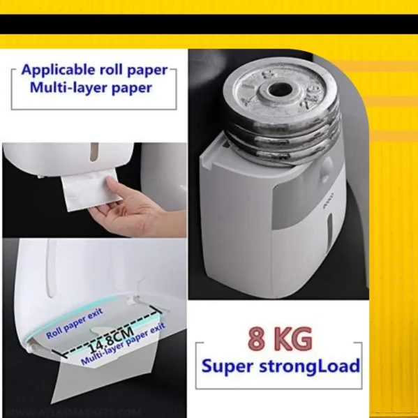 Waterproof Toilet Roll Holder with Cover & Storage Box used as multifold paper dispenser