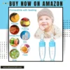 Mess-Free Baby Feeding 2 Silicone Spoons with Stand suction base prevents spills