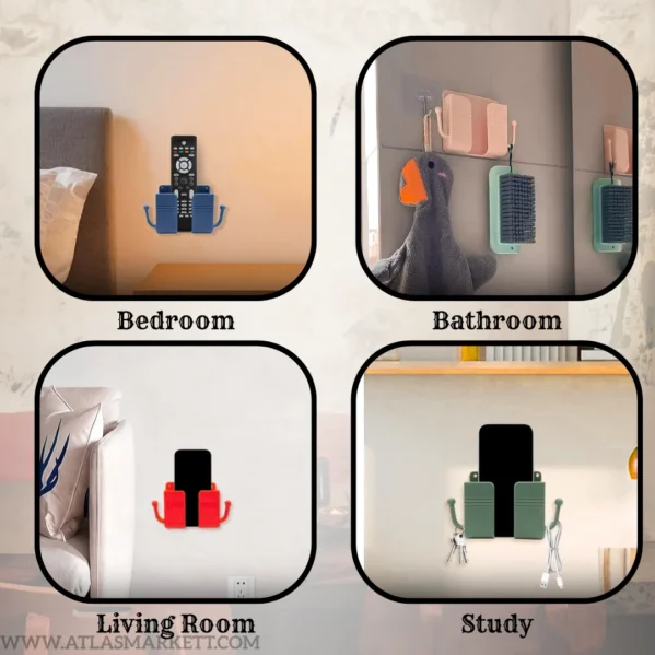 Compact wall mounted phone holder for bedroom, kitchen, and office use