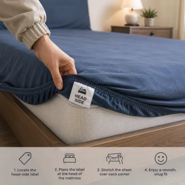 35 cm Deep Pocket King Fitted Bed Sheet with Secure Elastic Fit