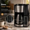 Home coffee machine with programmable timer and warming plate