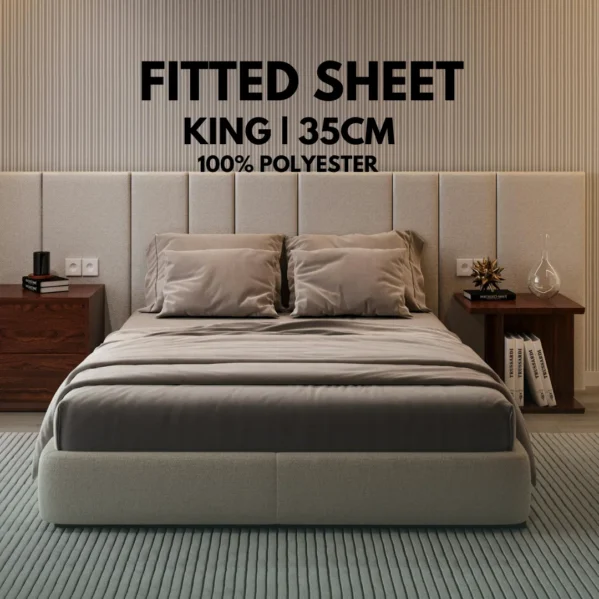 King Fitted Bed Sheet | Grey Deep Pocket Microfiber