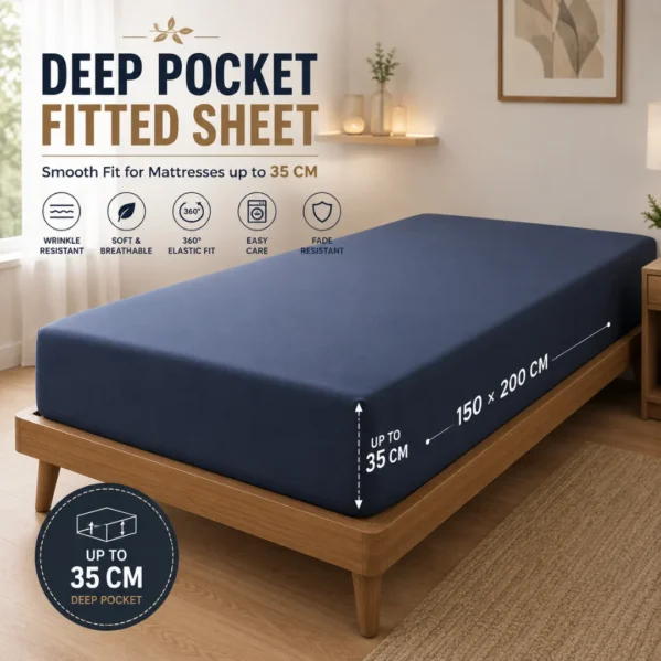 King Size Fitted Bed Sheet with All-Around Elastic Edge