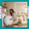 Machine washable white comforter with durable polyester shell and filling