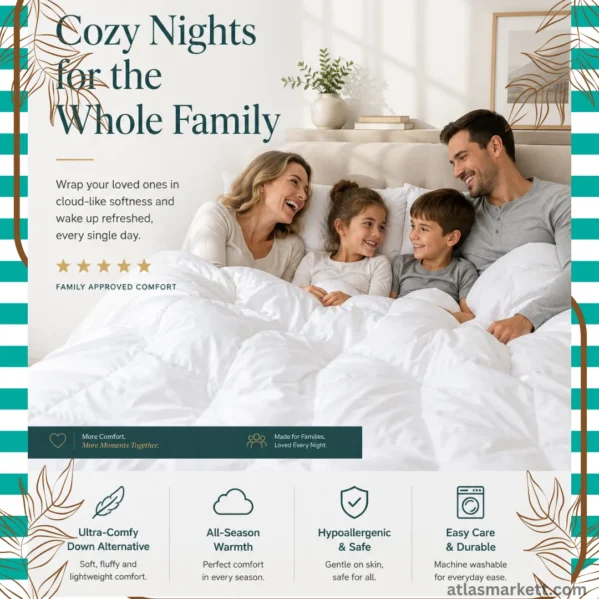 Modern bedroom featuring a white Queen bed sheet set with deep-pocket fitted sheet and coordinated pillowcases
