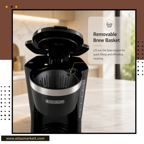 Modern kitchen setup with a programmable coffee maker and freshly brewed coffee
