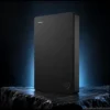 Black 2TB portable external hard drive shown from the front
