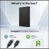 2TB portable hard drive shown with its USB 3.0 cable connection