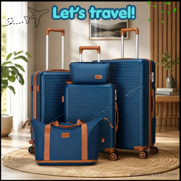5-piece ABS hardshell luggage set with TSA lock and spinner wheels
