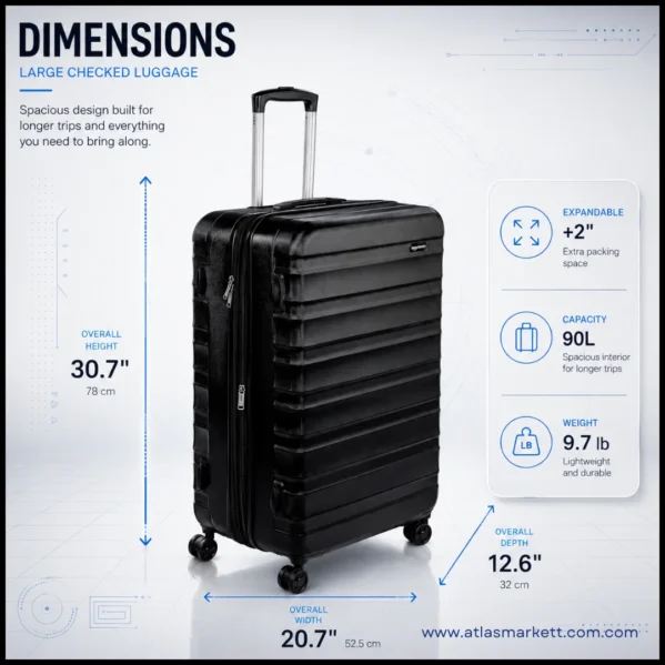 Black ABS hardshell luggage with scratch-resistant protective shell