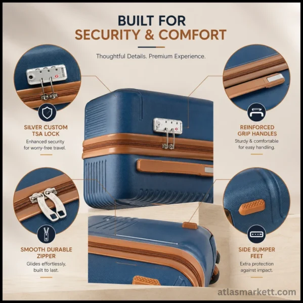 Hardshell suitcase set with telescopic handle and TSA security lock