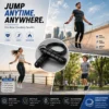 Adjustable jump rope shown for men, women, and kids with cardio, agility, and endurance workout uses