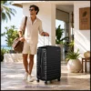 Large checked luggage with telescopic handle and comfortable lift handles