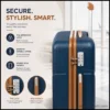 Three hardshell suitcases with matching duffel and toiletry bag