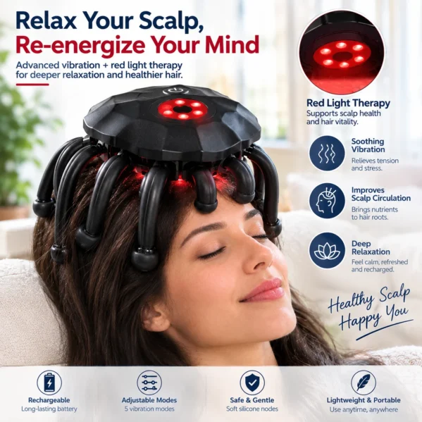 Electric scalp massager with 15-minute automatic shut-off feature