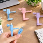 3-pair charger cable protector set in pink blue and purple