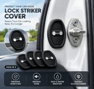 Black silicone car door latch guard covers 4-piece set