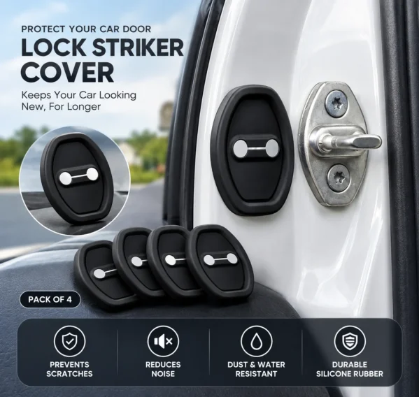 Black silicone car door latch guard covers 4-piece set