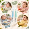 Baby silicone feeding spoon with soft silicone end and fruit scraper