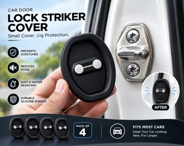 Silicone car door lock protector helping cushion latch impact and reduce noise