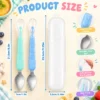 Double head baby feeding spoon set with blue and cyan spoons