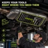 Magnetic tool mat used to keep screws, bolts, and sockets organized during car repairs