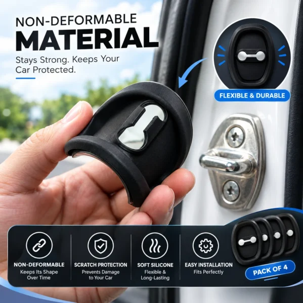 Flexible silicone cover protecting the car door latch area from friction and wear