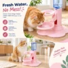 Spill-proof pet water bowl for cats and dogs with automatic refill